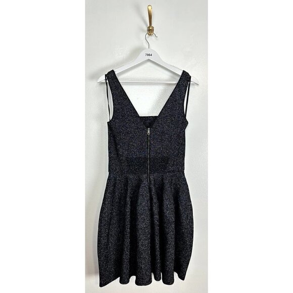 TED BAKER London Glitzia Square Neck Sleeveless Metallic Skater Dress in Black - Picture 9 of 13